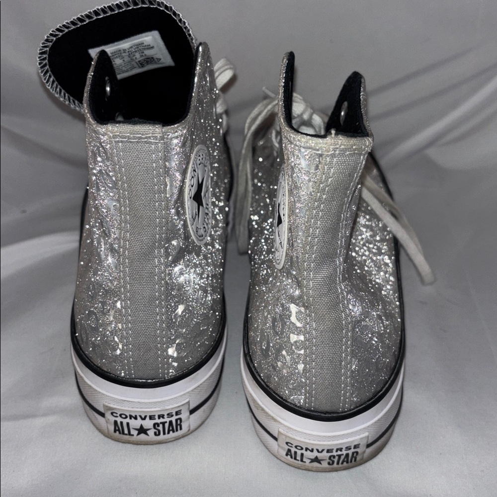 Converse Women’s Silver High-Top Sneakers - Picture 2 of 4